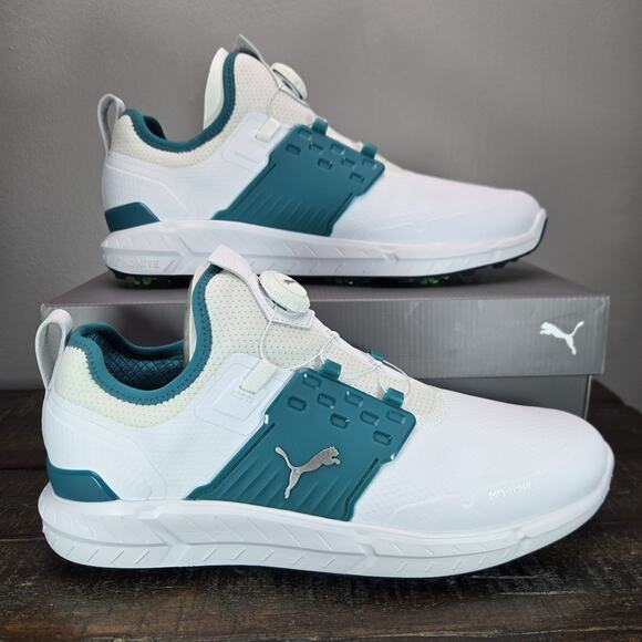 NEW Puma Ignite Articulate Disc Mens Size 11.5 Waterproof Golf Shoes White Blue - Picture 1 of 13